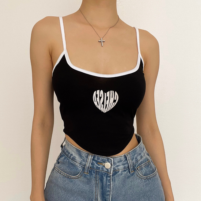 Cropped Strappy Printed Cami Top Main image