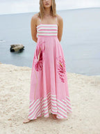 Floral Strappy Dress with Panel Details