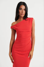 Asymmetric Zip-Detail Slit-Detail Dress