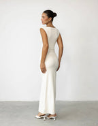 V-Neck Flared Dress with Ruched Details