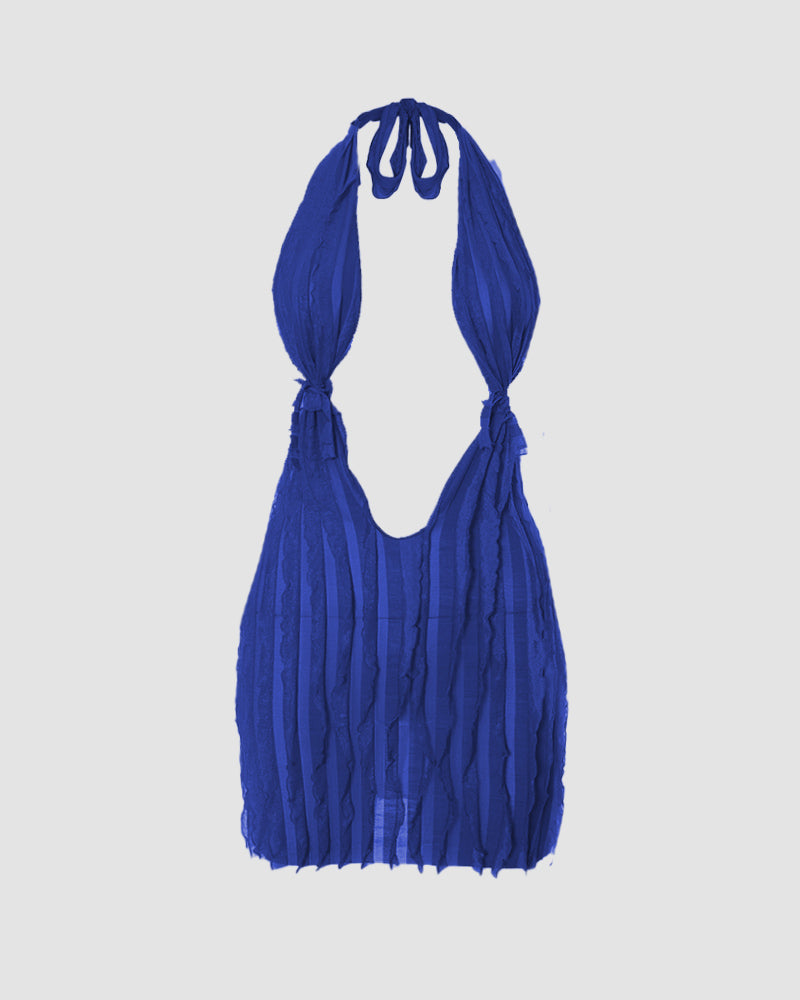 Bandage-Style Short-Sleeve Dress with Ruffle Details