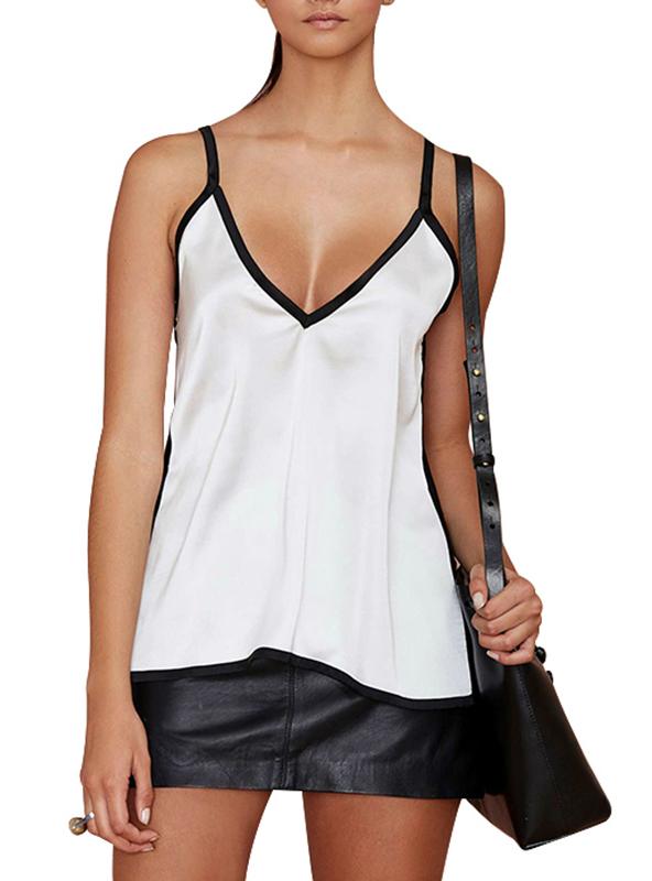 Relaxed-Fit Spaghetti-Strap T-Shirt with a V-Neck