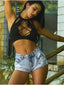 White Denim Pocket-Detail Shorts