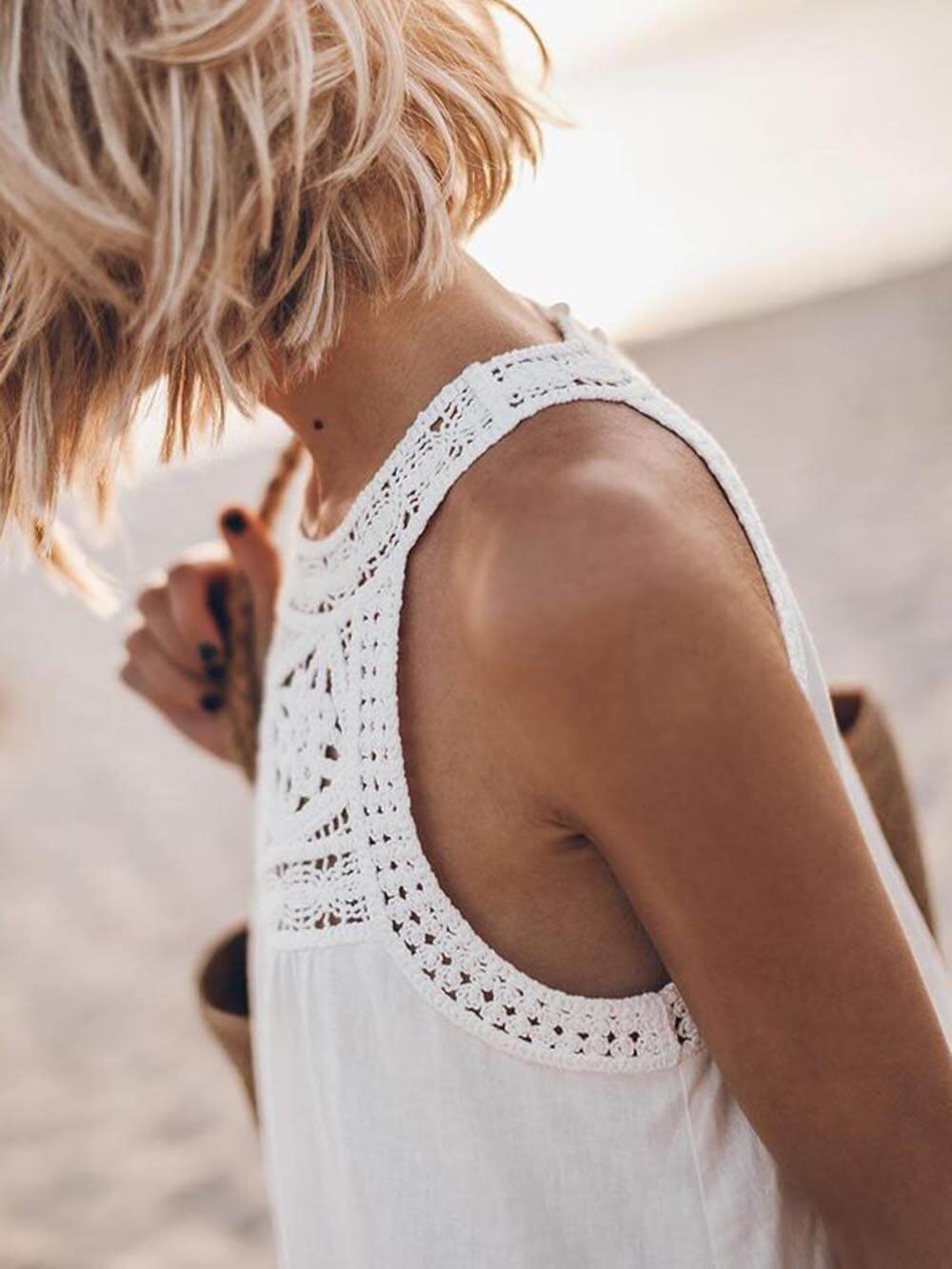 Halterneck Lace A-Line Mini Dress with Panel Details