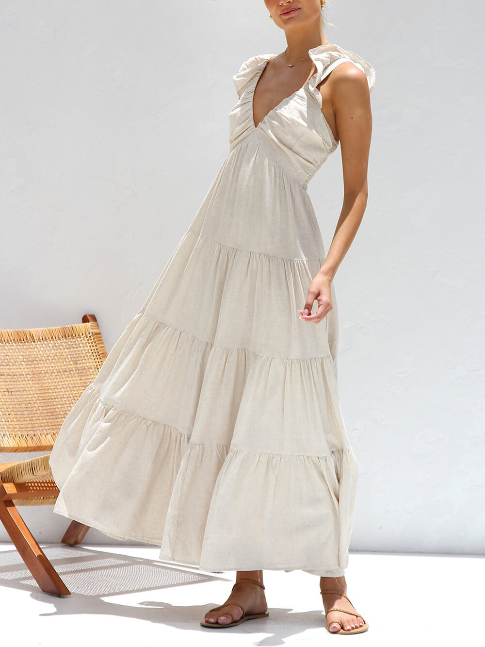 Smocked Tiered Maxi Dress with Ruffle Details