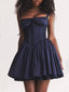 Navy Corset-Style Mini Dress with Lace-Up Details