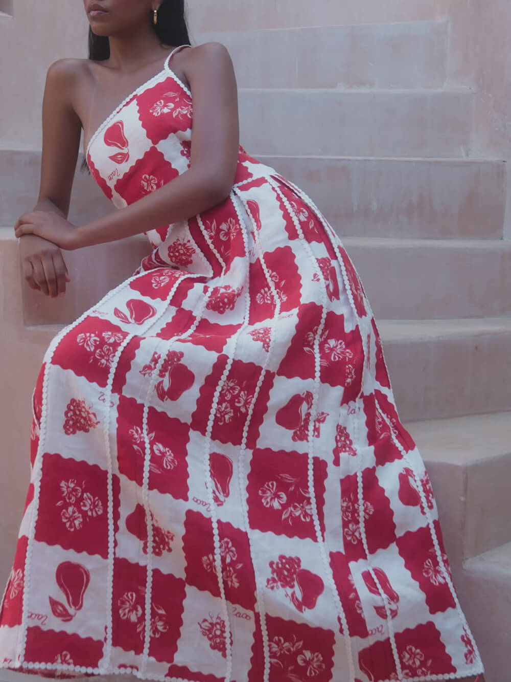 Floral Flared Maxi Dress with a One-Shoulder Cut