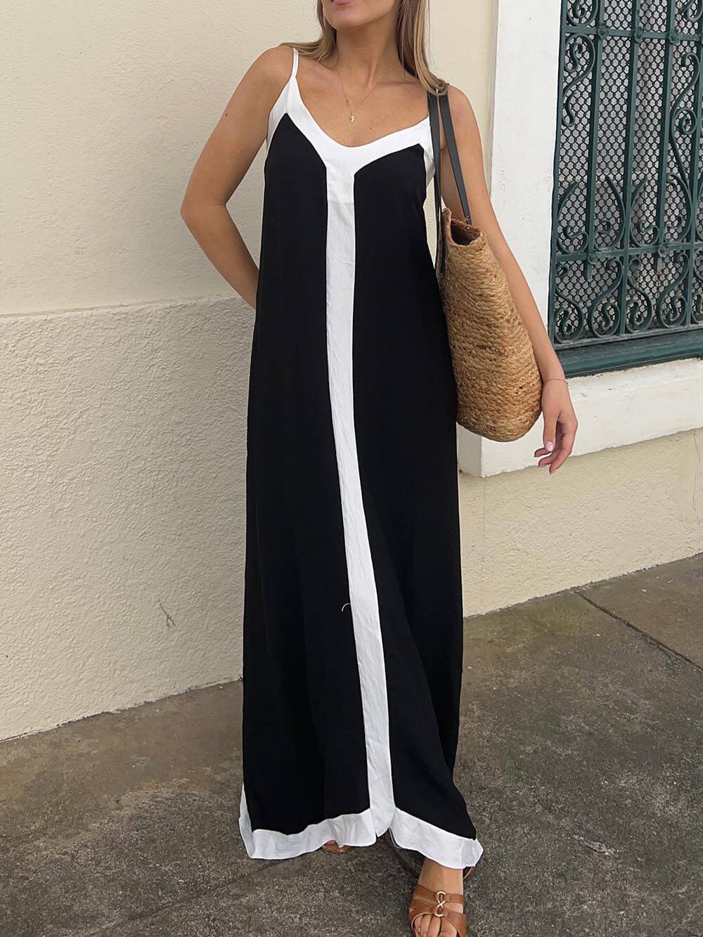 Strappy Adjustable-Strap Midi Dress with an Eye Motif