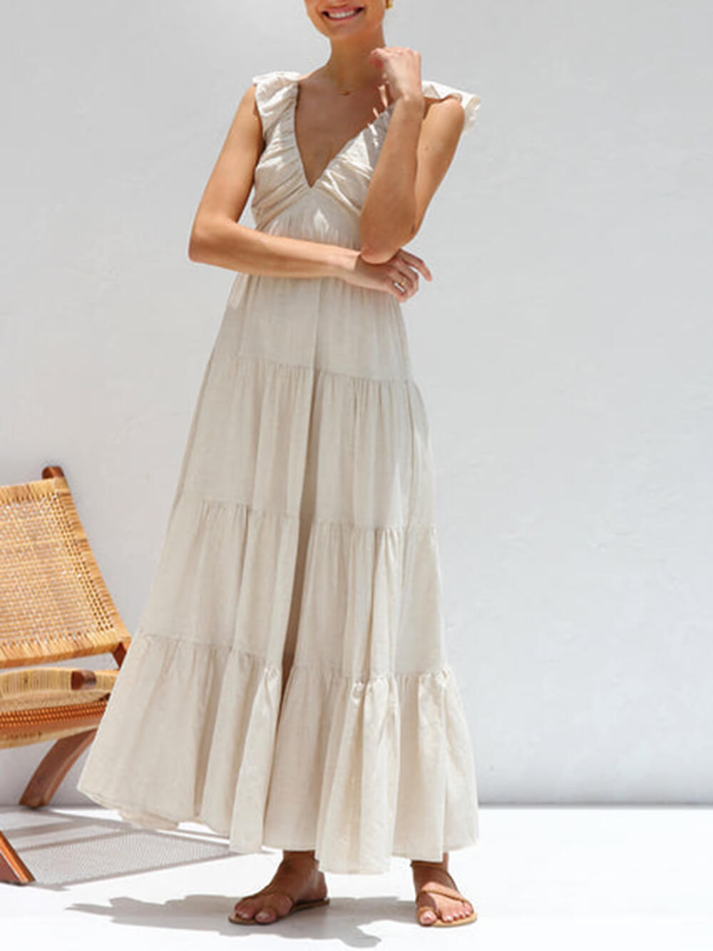 Smocked Tiered Maxi Dress with Ruffle Details