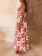 Floral Flared Maxi Dress with a One-Shoulder Cut