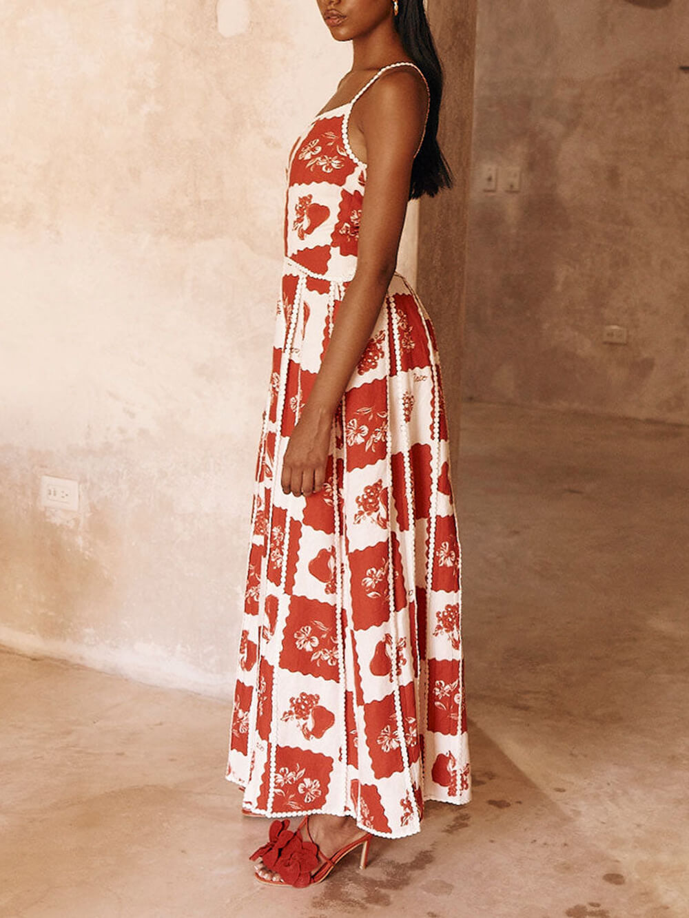 Floral Flared Maxi Dress with a One-Shoulder Cut