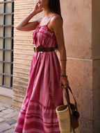 Crochet Maxi Slip Dress with Panel Details