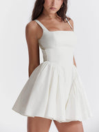 Ivory A-Line Mini Dress with Bow Details