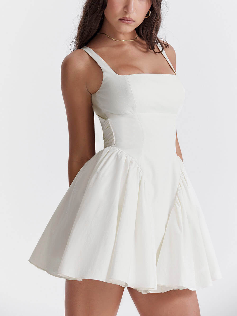 Ivory A-Line Mini Dress with Bow Details