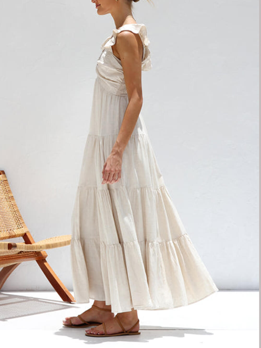 Smocked Tiered Maxi Dress with Ruffle Details