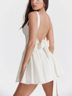 Ivory A-Line Mini Dress with Bow Details