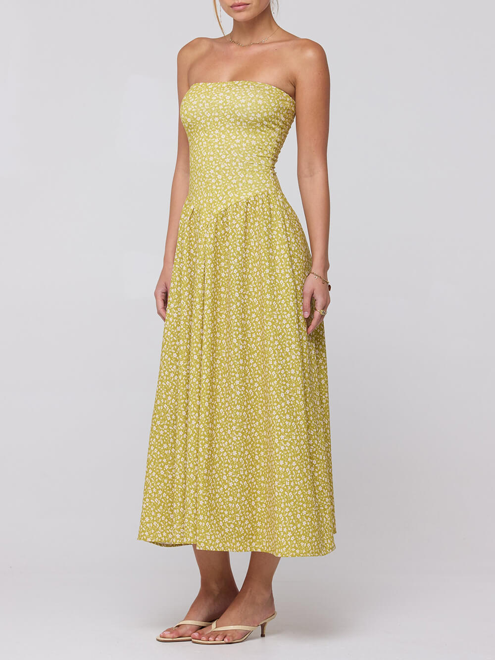 Printed Off-Shoulder Midi Dress