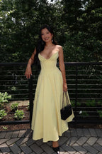 Corset-Style Pleated Midi Dress with an Off-Shoulder Neck