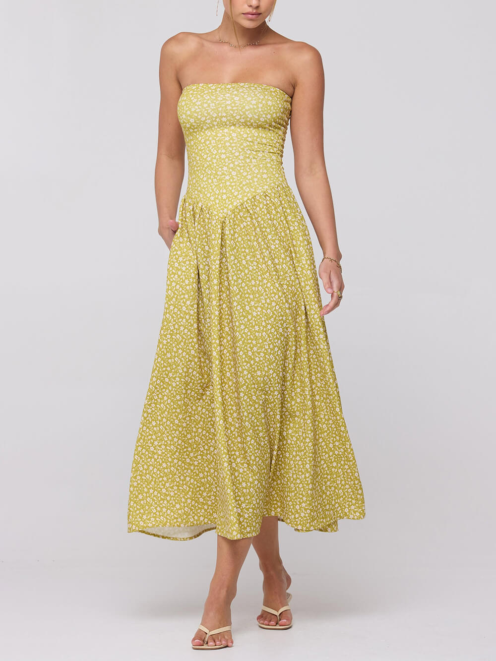 Printed Off-Shoulder Midi Dress