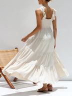 Smocked Tiered Maxi Dress with Ruffle Details