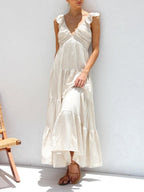Smocked Tiered Maxi Dress with Ruffle Details