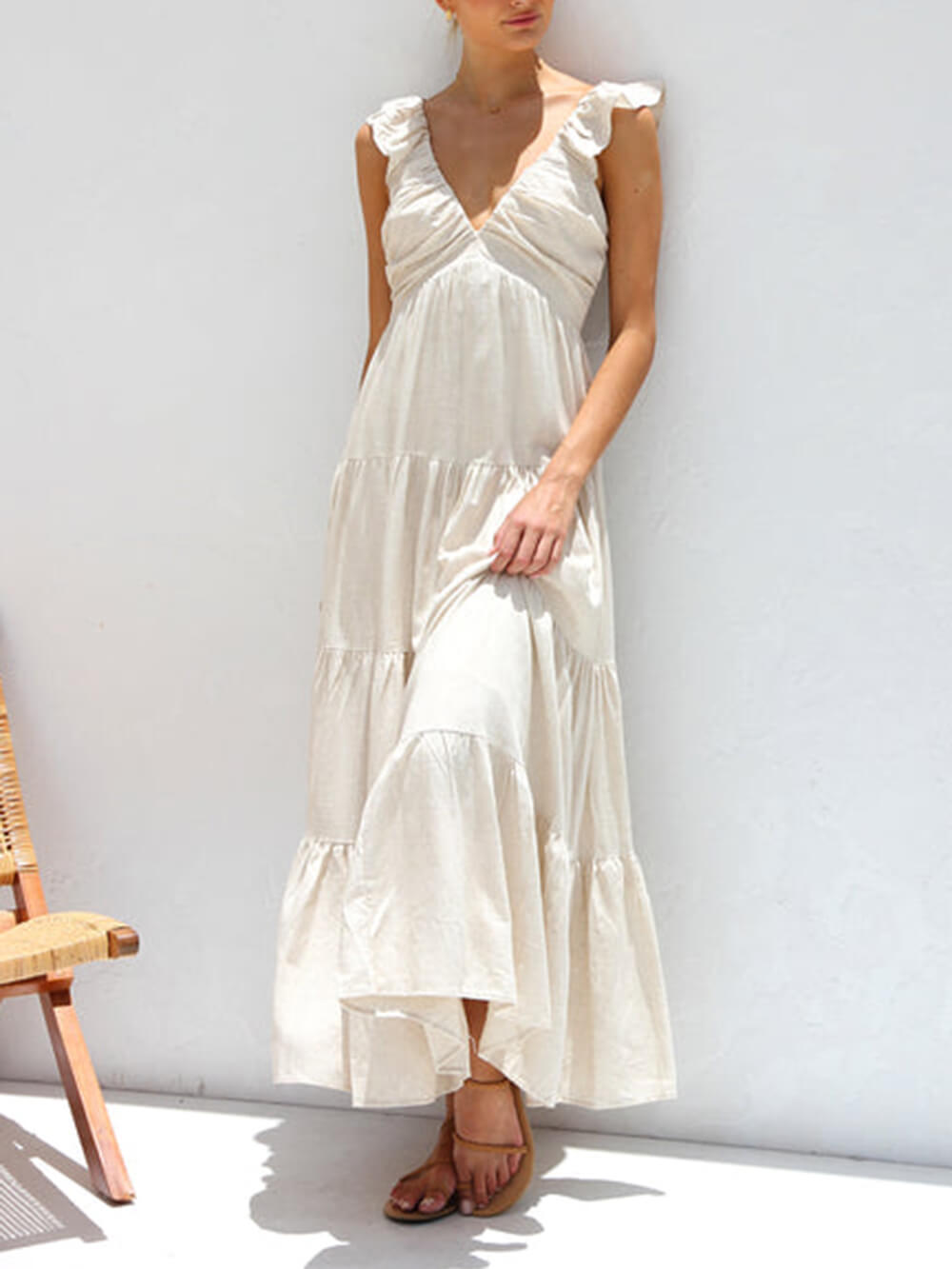Smocked Tiered Maxi Dress with Ruffle Details