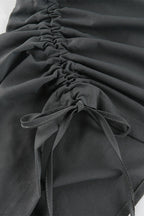 Ruched Pocket-Detail Midi Skirt with a Split Detail