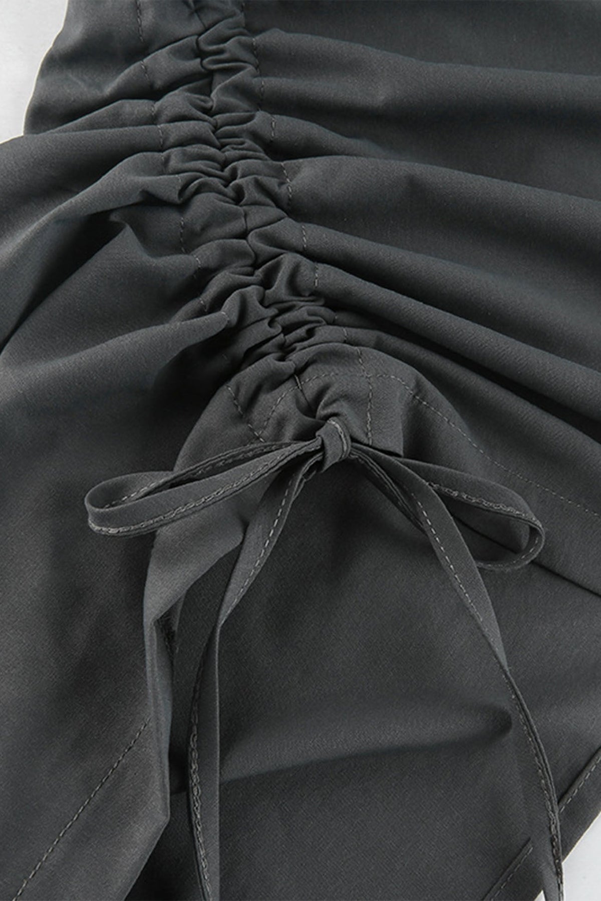 Ruched Pocket-Detail Midi Skirt with a Split Detail