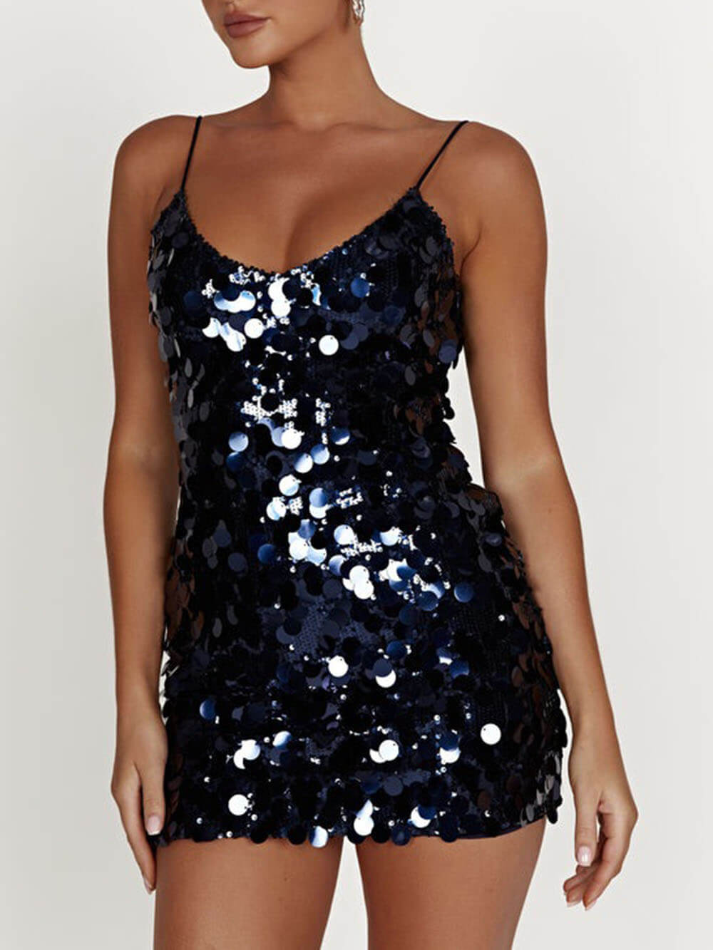 Sequined Strappy Mini Dress