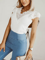 White Fitted T-Shirt with a V-Neck