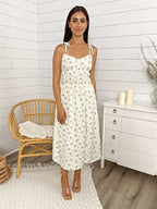 Strappy Bow-Detail Midi Dress with a Split Detail