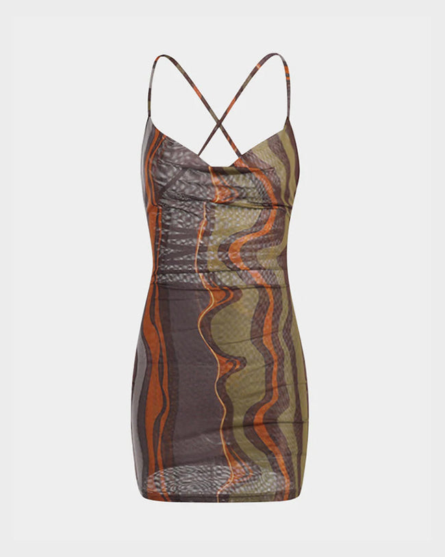 Printed Mesh Sleeveless Dress Main image