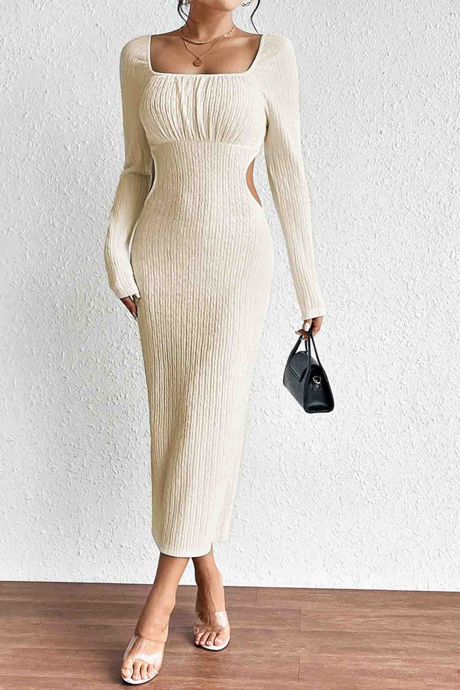 Square-Neck Knit Cutout Dress Main image