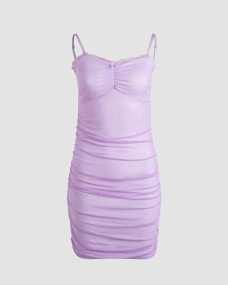 Mesh Dress with Ruched Details