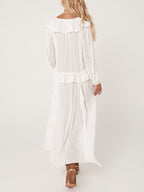 Balloon-Sleeve Retro Dress with Lace Details