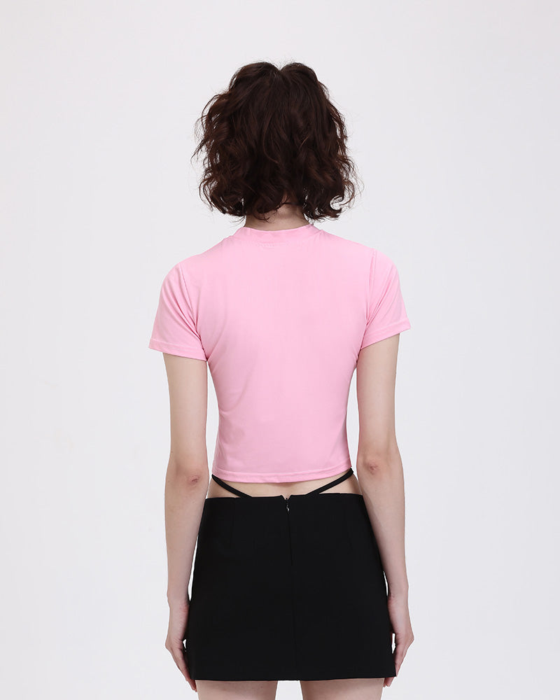 Cropped T-Shirt with Lettering Details