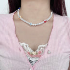 Pearl-Detail Chain-Detail Necklace