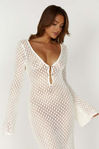 Bodycon Bell-Sleeve Maxi Dress