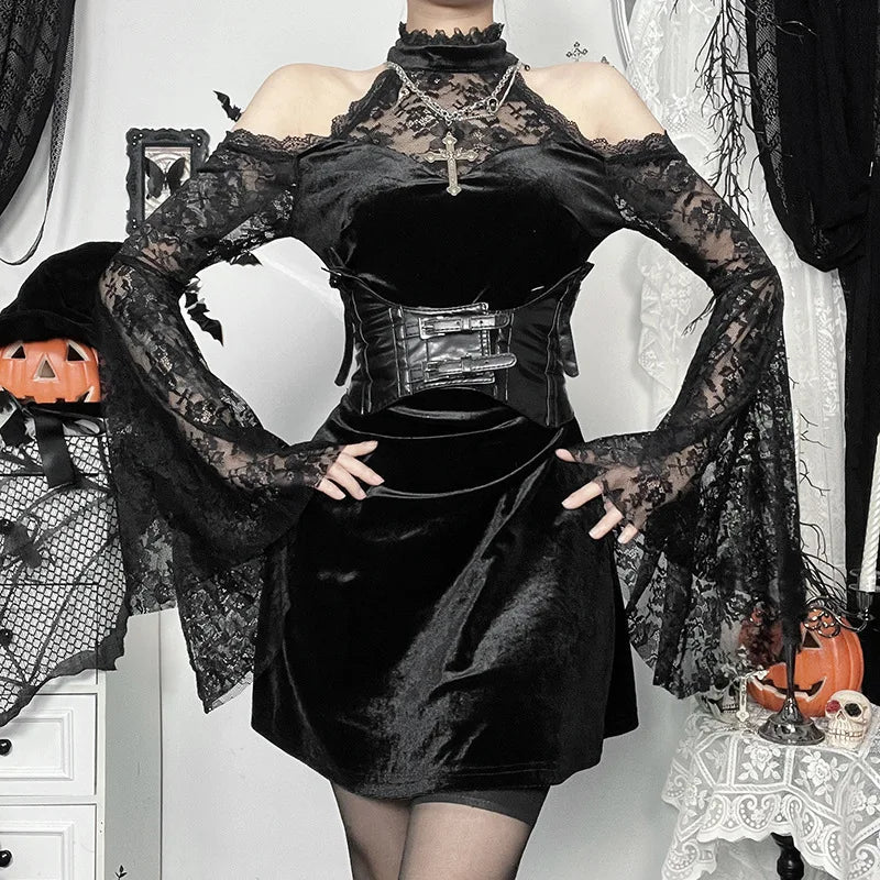 Transparent Lace Slender Mini Dress