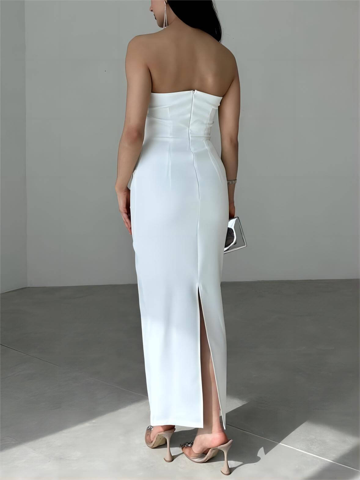 Strapless Midi Dress with Bow Details