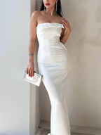 Strapless Midi Dress with Bow Details
