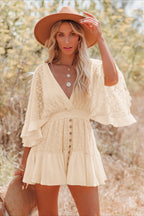 Batwing Boho Dress with Lace Details