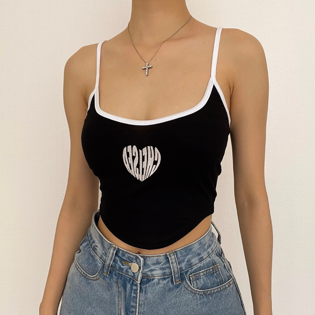 Cropped Strappy Printed Cami Top