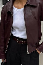 Red Faux-Leather Retro Jacket