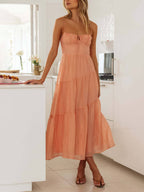 Lace-Up Paneled Sleeveless Slip Dress with an Open Back