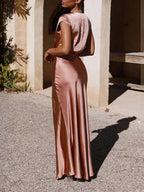 Satin Mermaid Dress with a V-Neck