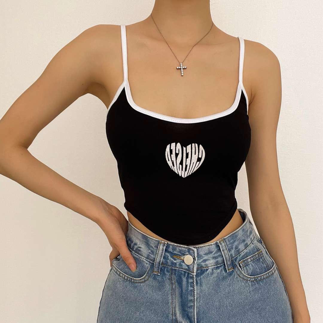 Cropped Strappy Printed Cami Top