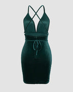 Satin Bodycon Dress with Cross-Back Straps