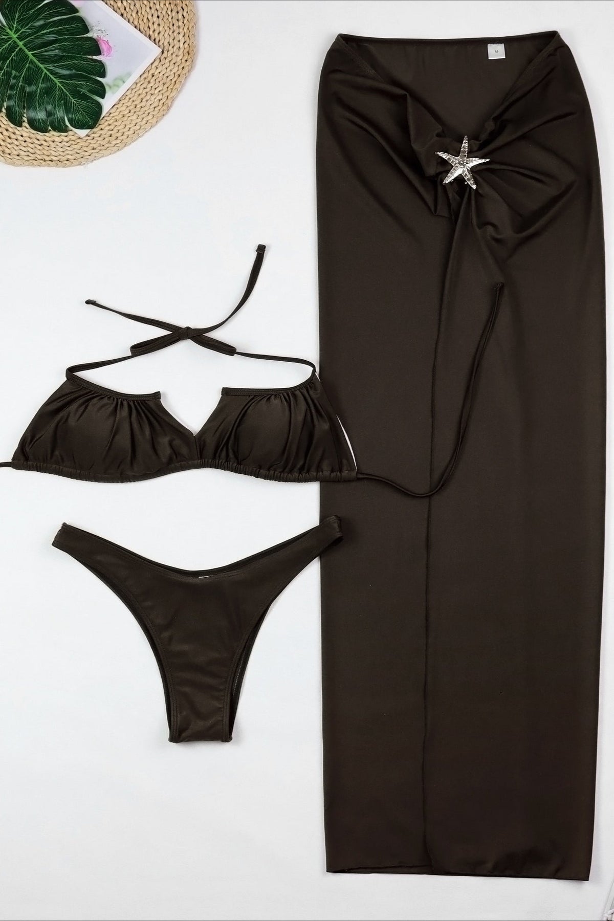 Pleated Three-Piece Set with a Split Detail