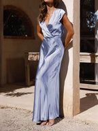 Satin Mermaid Dress with a V-Neck